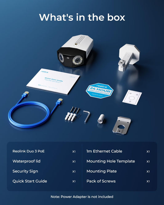 Reolink Duo 3 PoE 16MP UHD Dual-Lens PoE Security Camera with 180° Panoramic View, Motion Track, Color Night Vision, Person/Vehicle/Animal Detection, 2 Way Audio, Supports 24/7 Recording