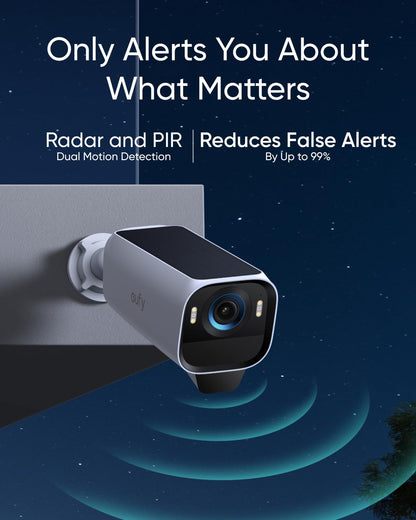 eufy Security eufyCam S3 Pro 2-Cam Kit Solar Security Camera Outdoor Wireless with Solar Panel, Colour Night Vision, 4K, Forever Power 2.0, Face Recognition AI, Expandable Local Storage No Monthly Fee