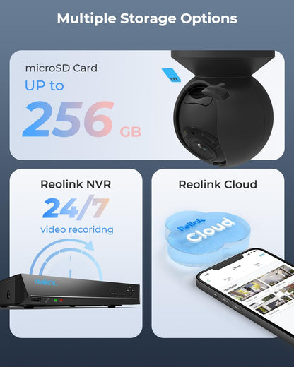 Reolink 5MP PTZ Camera E1 Outdoor, 2.4/5GHz WiFi CCTV Security Camera with 3X Optical Zoom, Human/Vehicle Tracking, Color Night Vision, 2-Way Audio, Support 512GB SD Card for 24/7 Protection, Black