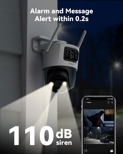 Imou 2-in-1 4K Outdoor Security Camera Dual-Lens, CCTV Camera Wireless Wi-Fi Outdoor with 30M Night Vision, Home Security Camera 360°Full Coverage, Human/Auto/Motion Detection, Siren Spotlight, IP66