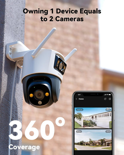 Imou 2-in-1 4K Outdoor Security Camera Dual-Lens, CCTV Camera Wireless Wi-Fi Outdoor with 30M Night Vision, Home Security Camera 360°Full Coverage, Human/Auto/Motion Detection, Siren Spotlight, IP66