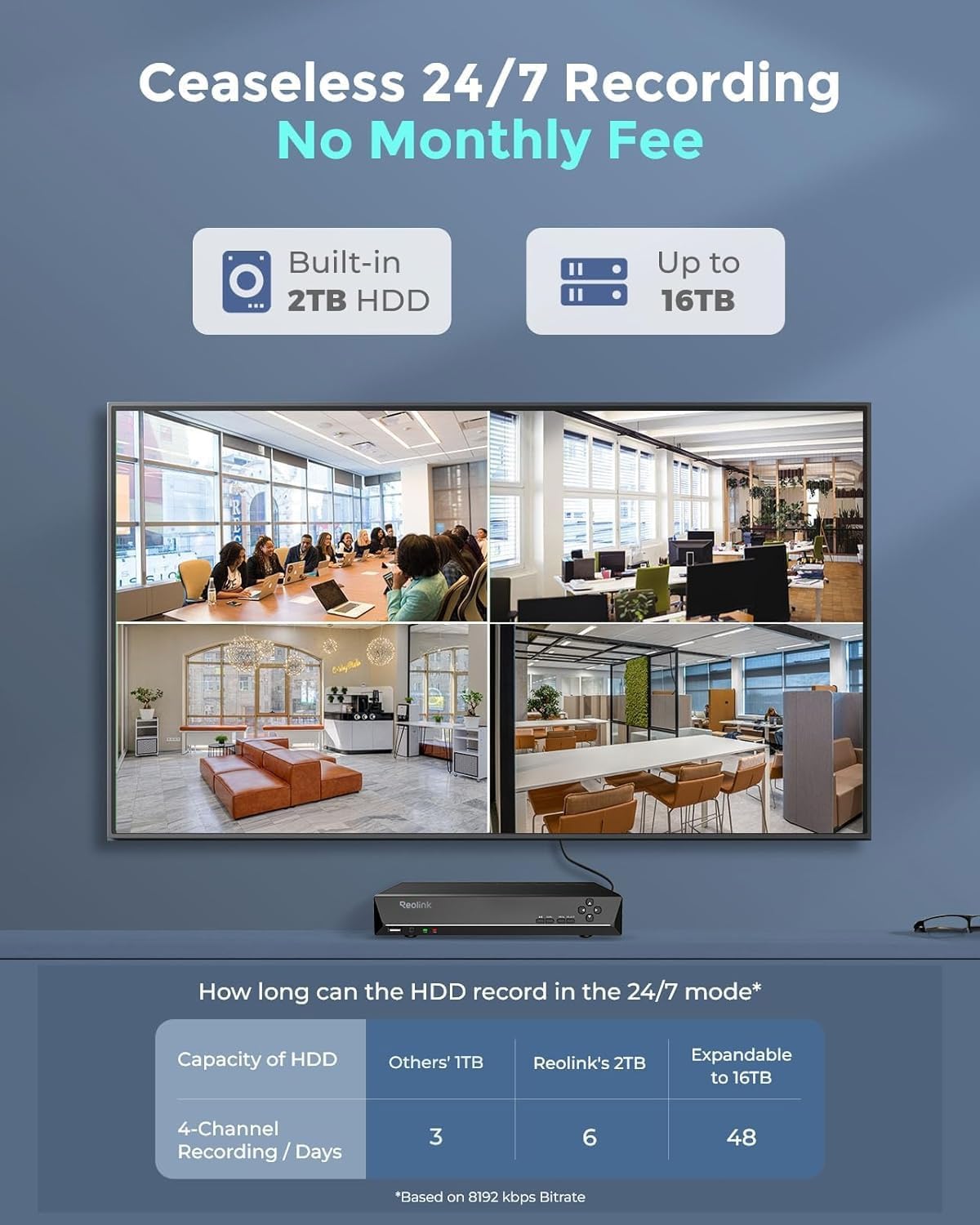 Reolink 4K+ PoE CCTV Security Camera System with Spotlights, 4X 12MP IP Cameras with Person/Vehicle Detection, 8CH NVR with 2TB HDD for 24/7 Continuous Recording, 2-Way Audio, RLK8-1200D4-A