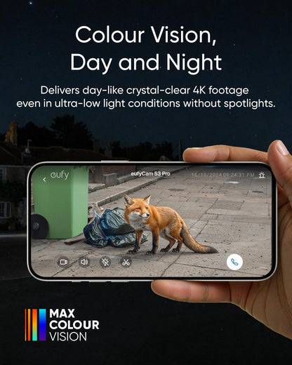 eufy Security eufyCam S3 Pro 2-Cam Kit Solar Security Camera Outdoor Wireless with Solar Panel, Colour Night Vision, 4K, Forever Power 2.0, Face Recognition AI, Expandable Local Storage No Monthly Fee