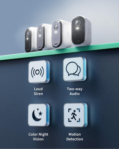 Arlo Essential 2 HD Video Security Camera Outdoor Wireless & 2 Solar Panels, Battery Operated, Colour Night Vision, Light, Siren, 2 Way Audio & WiFi, Arlo Secure Free Trial, 2 Cameras, White